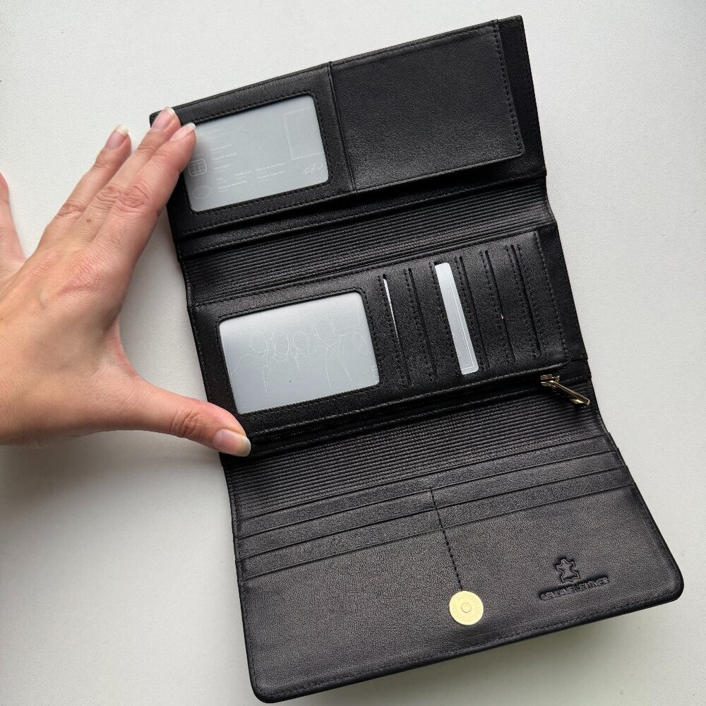 NEW Renzo Costa Navy Leather Fold Over Wallet - Picture 3 of 7
